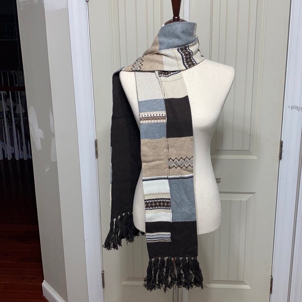 Lands’ End Canvas Patchwork Knit Winter Scarf